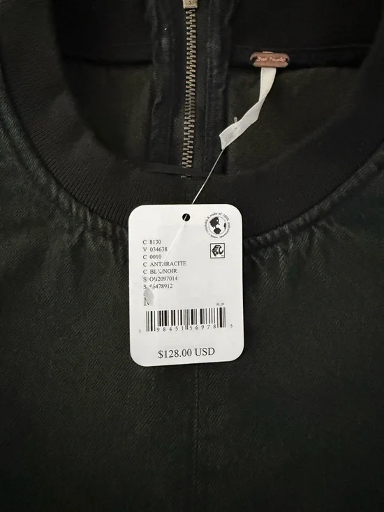 NWT Free People DenimWashed Harlow A Line Mini Dress in Anthracite 2 pockets - Picture 3 of 11